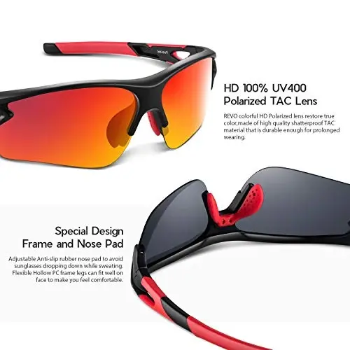 BEACOOL Polarized Sports Sunglasses for Men Women Youth Baseball Fishing Cycling Running Golf Motorcycle Tac Glasses UV400 - 4