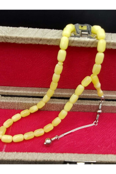 BEAD CAPSULE CUT BEIRUT SQUEEZE AMBER ROSARY - 1