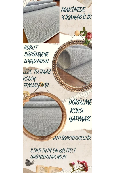 Bead Non-Slip Base Room Living Room Corridor Kitchen Rug Runner Grey - 16