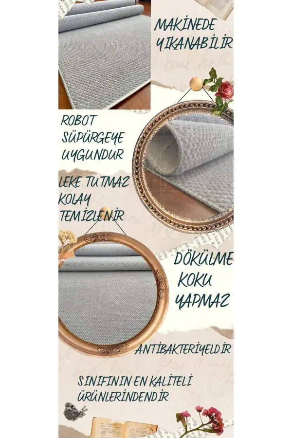 Bead Non-Slip Base Room Living Room Corridor Kitchen Rug Runner Grey - 12