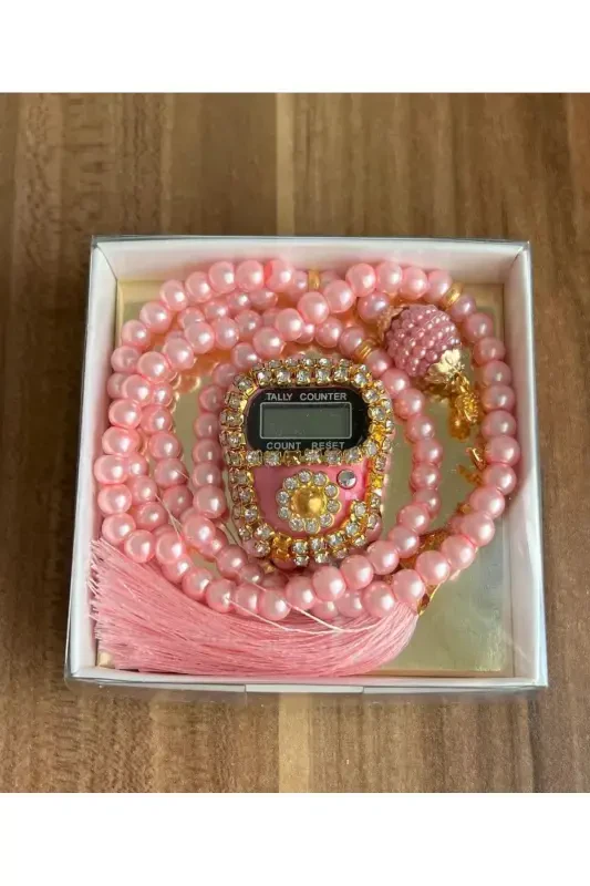 Beaded Dhikr Counter and Pearl Rosary Set Gift Dhikr Counter-powder - ÇEYIZLIK SETIM