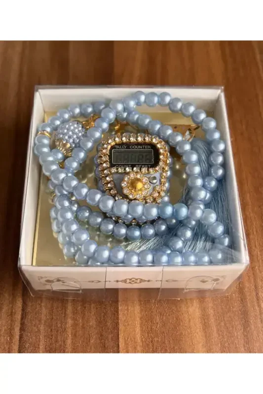 Beaded Dhikrmatic and Pearl Rosary Set Gift Dhikrmatic Counter-baby blue - 1