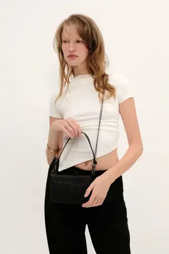 Beaded Hand and Shoulder Bag Ç1033-G7-Black - 1