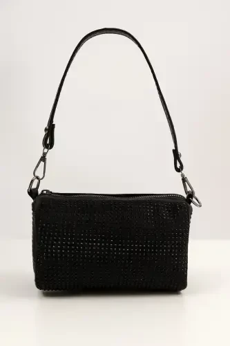 Beaded Hand and Shoulder Bag Ç1033-G7-Black - 3