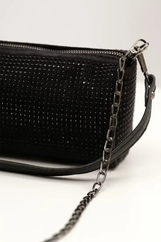 Beaded Hand and Shoulder Bag Ç1033-G7-Black - 4