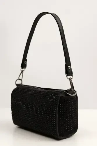 Beaded Hand and Shoulder Bag Ç1033-G7-Black - 5