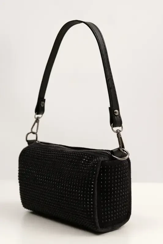 Beaded Hand and Shoulder Bag Ç1033-G7-Black - 5