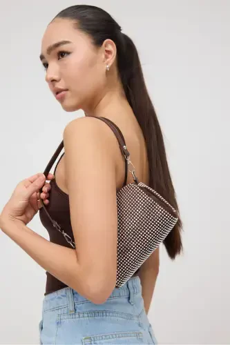 Beaded Hand and Shoulder Bag C1033-G7-Coffee - 1