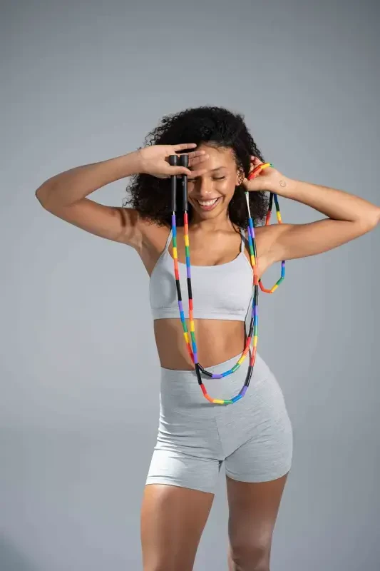 Beaded Jump Rope Colorful-Black Handle - JOINMELI