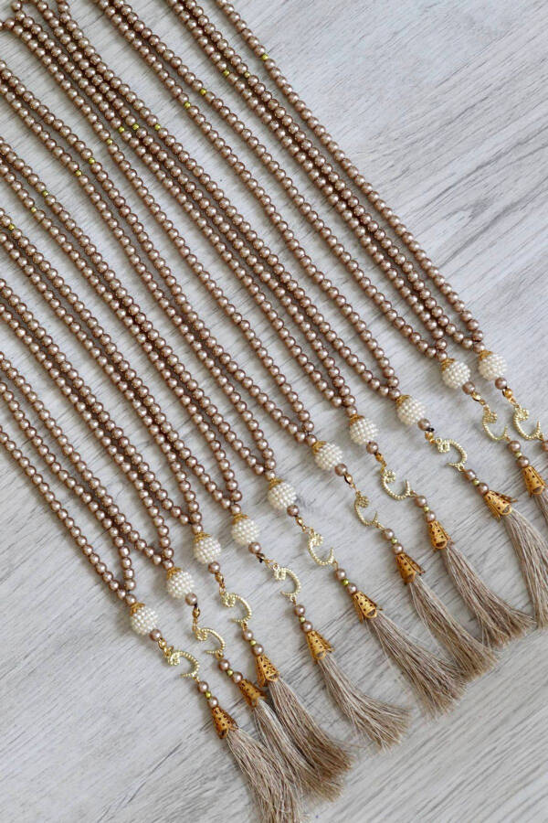 Beaded Rosary with Tassels and Cream Inlay, 20 Pieces T301 - 1