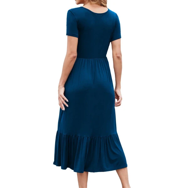 Beaisland Women’s Maternity Dress Short Sleeve Pleated Flowing Pregnancy Beach Dresses- - 6