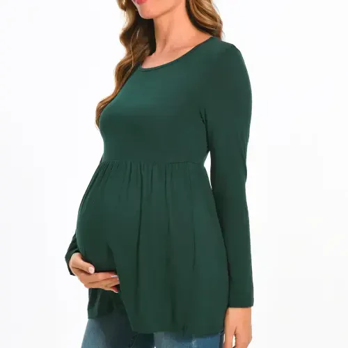 Beaisland Women's Long Sleeve Maternity Shirts Basic Casual Pregnancy Top - BEAISLAND (1)