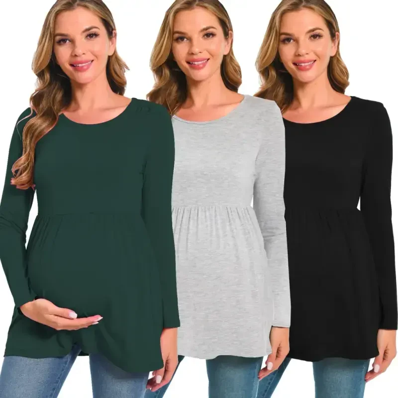 Beaisland Women's Long Sleeve Maternity Shirts Basic Casual Pregnancy Top - 7