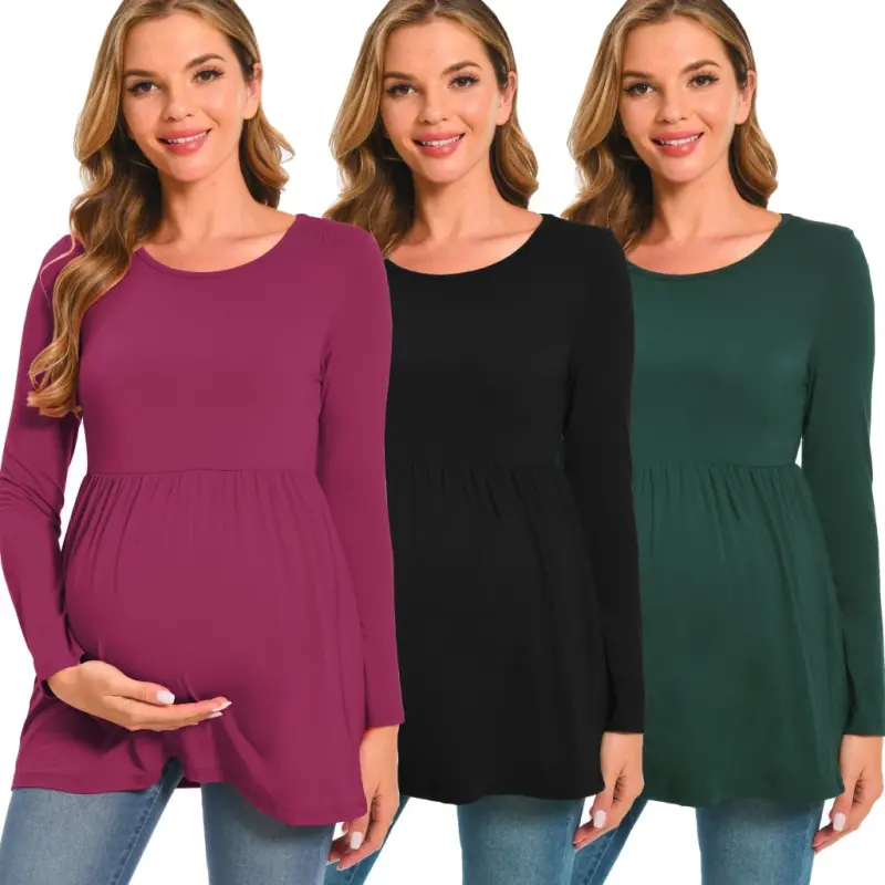 Beaisland Women's Long Sleeve Maternity Shirts Basic Casual Pregnancy Top - BEAISLAND