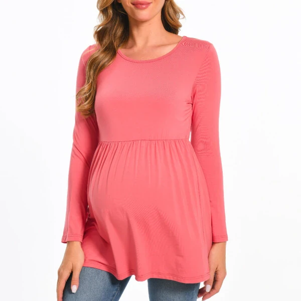 Beaisland Women's Long Sleeve Maternity Shirts Basic Casual Pregnancy Top 3-Pack - BEAISLAND (1)
