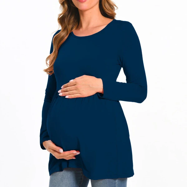 Beaisland Women's Long Sleeve Maternity Shirts Basic Casual Pregnancy Top 3-Pack - 3