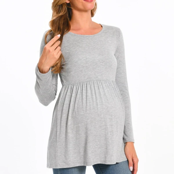 Beaisland Women's Long Sleeve Maternity Shirts Basic Casual Pregnancy Top 3-Pack - 4