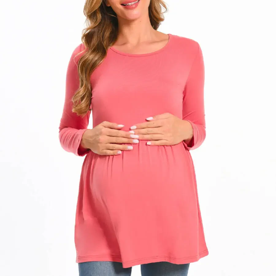 Beaisland Women's Long Sleeve Maternity Shirts Basic Casual Pregnancy Top 3-Pack - 5