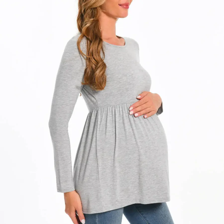 Beaisland Women's Long Sleeve Maternity Shirts Basic Casual Pregnancy Top 3-Pack - 6
