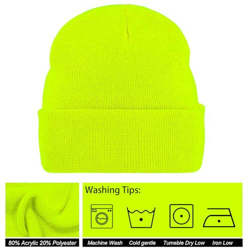 Beanie for Men Women, Slouchy Knitted Beanie Hats Winter Warm Hat Unisex Cuffed Plain Hat for Cold Weather - 10