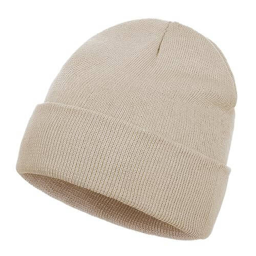 Beanie for Men Women, Slouchy Knitted Beanie Hats Winter Warm Hat Unisex Cuffed Plain Hat for Cold Weather - 1