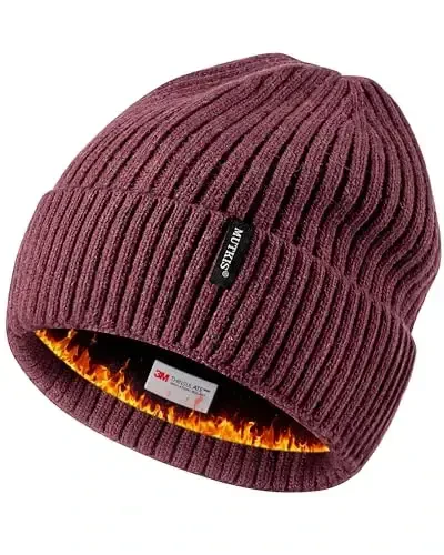 Beanie Hats for Men 30% Merino Wool Knit Hat, Winter Hats for Women Thick Warm Lined, Beanie for Women Cold Weather Skull Cap - 7