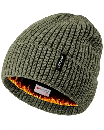 Beanie Hats for Men 30% Merino Wool Knit Hat, Winter Hats for Women Thick Warm Lined, Beanie for Women Cold Weather Skull Cap - 7