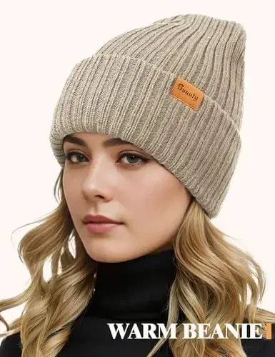 Beanie Hats for Men Women Fleece Winter Hat Chunky Knit Skull Stocking Caps for Guys Thermal Snow Hat Heated Cuffed Gift - MODAZONE (1)