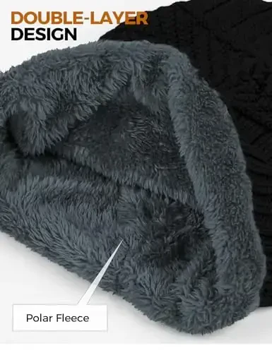 Beanie Hats for Men Women Neck Warmer Cold Weather Gear Men Gift Set for Winter Hat Neck Scarf Guys Face Mask Snow Suits - 4