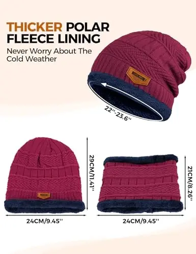 Beanie Hats for Men Women Neck Warmer Cold Weather Gear Men Gift Set for Winter Hat Neck Scarf Guys Face Mask Snow Suits - 6