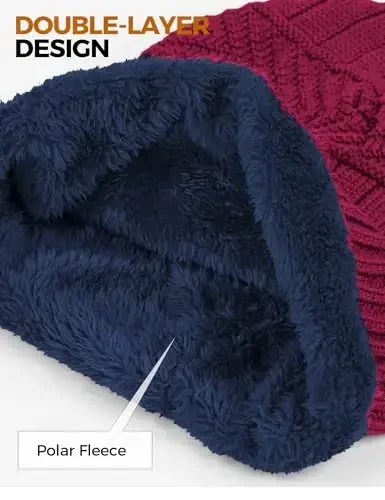 Beanie Hats for Men Women Neck Warmer Cold Weather Gear Men Gift Set for Winter Hat Neck Scarf Guys Face Mask Snow Suits - 4