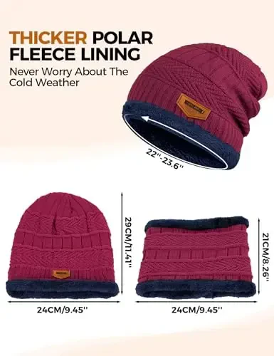 Beanie Hats for Men Women Neck Warmer Cold Weather Gear Men Gift Set for Winter Hat Neck Scarf Guys Face Mask Snow Suits - 6