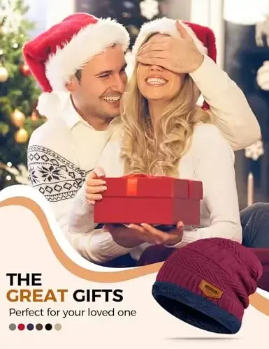 Beanie Hats for Men Women Neck Warmer Cold Weather Gear Men Gift Set for Winter Hat Neck Scarf Guys Face Mask Snow Suits - 7