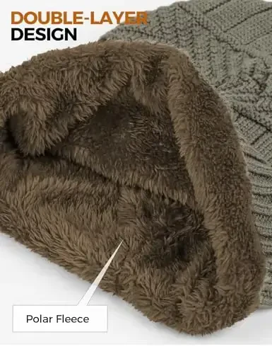 Beanie Hats for Men Women Neck Warmer Cold Weather Gear Men Gift Set for Winter Hat Neck Scarf Guys Face Mask Snow Suits - 4