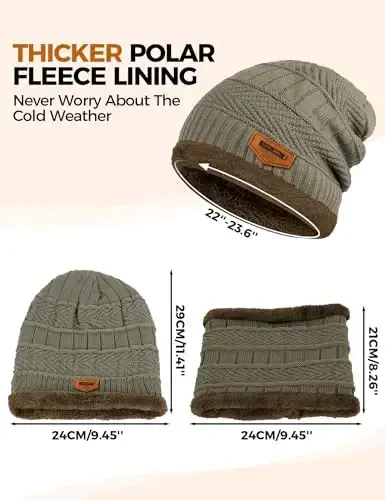 Beanie Hats for Men Women Neck Warmer Cold Weather Gear Men Gift Set for Winter Hat Neck Scarf Guys Face Mask Snow Suits - 6