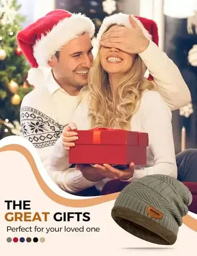 Beanie Hats for Men Women Neck Warmer Cold Weather Gear Men Gift Set for Winter Hat Neck Scarf Guys Face Mask Snow Suits - 7