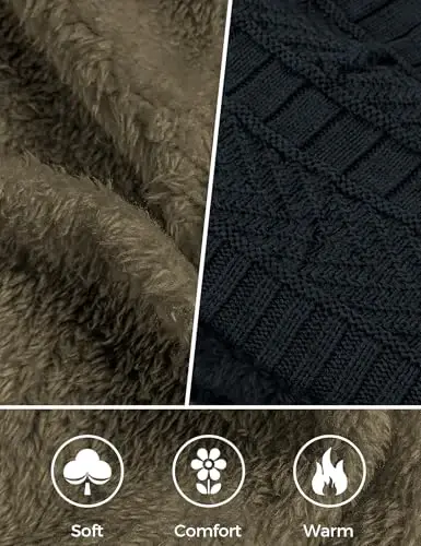 Beanie Hats for Men Women Neck Warmer Cold Weather Gear Men Gift Set for Winter Hat Neck Scarf Guys Face Mask Snow Suits - 5