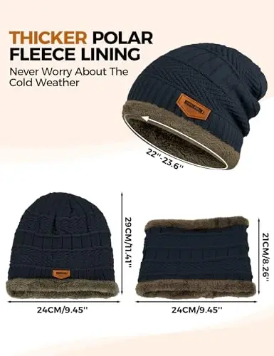 Beanie Hats for Men Women Neck Warmer Cold Weather Gear Men Gift Set for Winter Hat Neck Scarf Guys Face Mask Snow Suits - 6