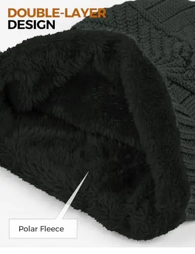 Beanie Hats for Men Women Neck Warmer Cold Weather Gear Men Gift Set for Winter Hat Neck Scarf Guys Face Mask Snow Suits - 4