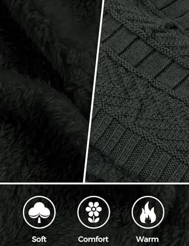 Beanie Hats for Men Women Neck Warmer Cold Weather Gear Men Gift Set for Winter Hat Neck Scarf Guys Face Mask Snow Suits - 5
