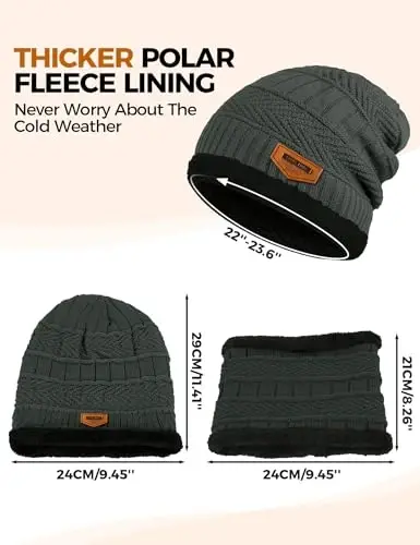 Beanie Hats for Men Women Neck Warmer Cold Weather Gear Men Gift Set for Winter Hat Neck Scarf Guys Face Mask Snow Suits - 6