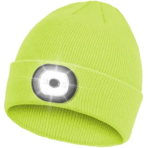 Beanie Headlamp - Erkaklar, dadalar, otalar uchun LED qo'lsiz USB zaryadlanuvchi shapkali qishki trikotaj bosh kiyim sovg'alari, unisex 