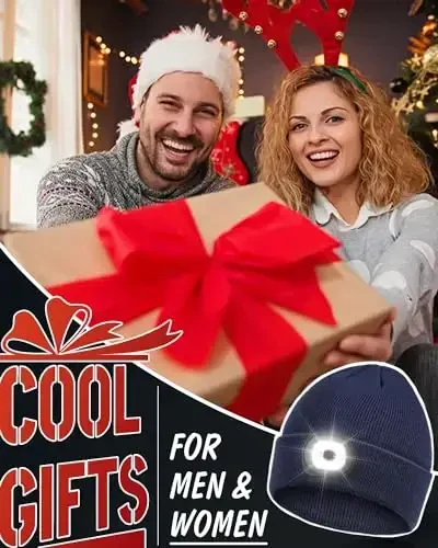 Beanie Headlamp - Unisex Qishki Trikotaj Shlyapa Erkaklar Dad Ota uchun LED Qo'lsiz USB Zaryadlanuvchi Qalpog'lar bilan sovg'alar - Beanie (1)