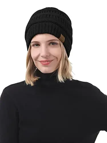 Beanies Ayollar Saten Astarli Beanie Qishki Shlyapalar Ayollar uchun Ipak Astarli Yumshoq Beanie Qish uchun Issiq Trikotaj Qirrali Beanie Shlyapa - 5