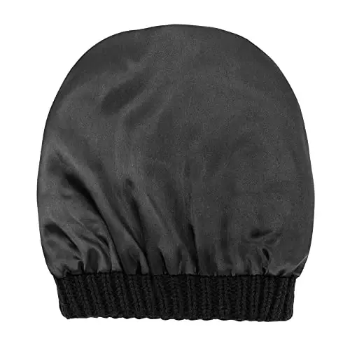 Beanies Ayollar Satin Astarli Beanie Qishki Shlyapalar Ayollar uchun ipak Astarli Slouchy Beanie Qish uchun Issiq Trikotaj Manjetli Beanie Shlyapa - 6