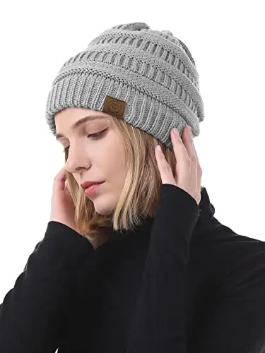 Beanies Ayollar Satin Qoplamali Beanie Ayollar uchun Qishki Shlyapalar Ipak Qoplamali Slouchy Beanie Qish uchun Iliq Trikotaj Manjetli Beanie Shlyapa - 6