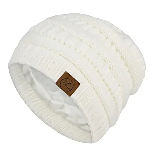 Beanies Ayollar Satin Qoplamali Beanie Ayollar uchun Qishki Shlyapalar Ipak Qoplamali Slouchy Beanie Qish uchun Issiq Trikotaj Manjetli Beanie Shlyapa - 1
