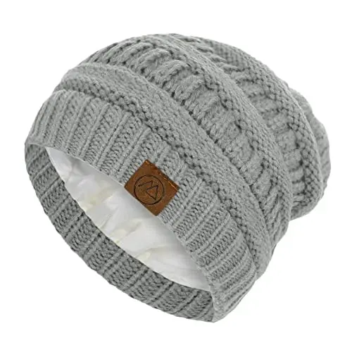 Beanies Ayollar Satin Qoplamali Beanie Qishki Shapka Ayollar uchun ipak Qoplamali Slouchy Beanie Qish uchun Issiq Trikotaj Manjetli Beanie Shapka - BEANIES