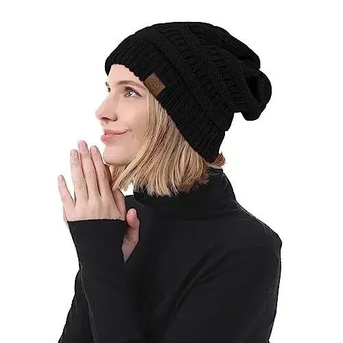 Beanies Ayollar Satin Qoplamali Beanie Qishki Shlyapalar Ayollar uchun Ipak Qoplamali Slouchy Beanie Qish uchun Iliq Trikotaj Manjetli Beanie Shlyapa - 9