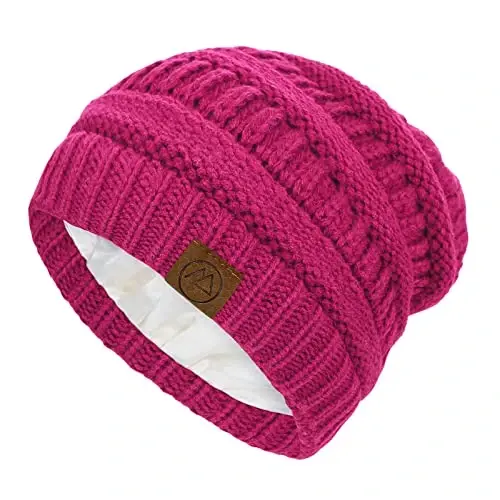 Beanies Ayollar Satin Qoplamali Beanie Qishki Shlyapalar Ayollar uchun Ipak Qoplamali Slouchy Beanie Qish uchun Issiq Trikotaj Manjetli Beanie Shlyapa 